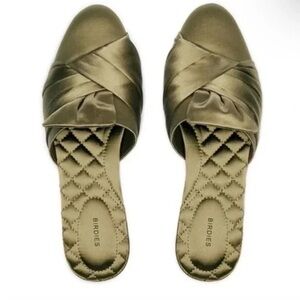 Birdies Songbird Mule Khaki Green Satin 8.5